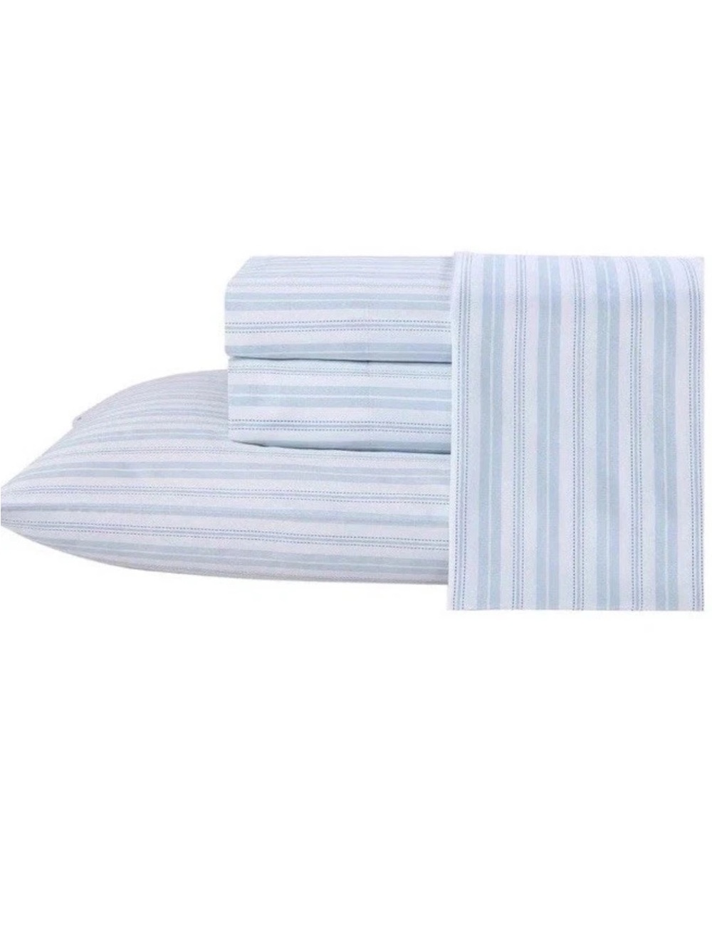 Laura Ashley Fern Blue Stripe King
300TC Cotton Sateen Sheet Set NWT